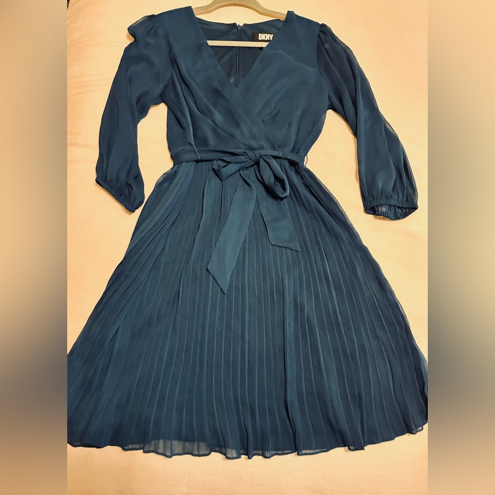 DKNY Blue Long Sleeve Dress